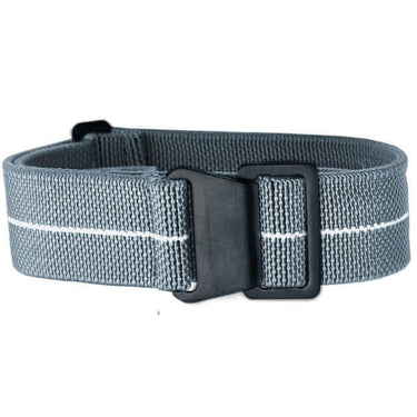 Marine Nationale Military Style Elastic Strap - Grey & White- Black Buckle